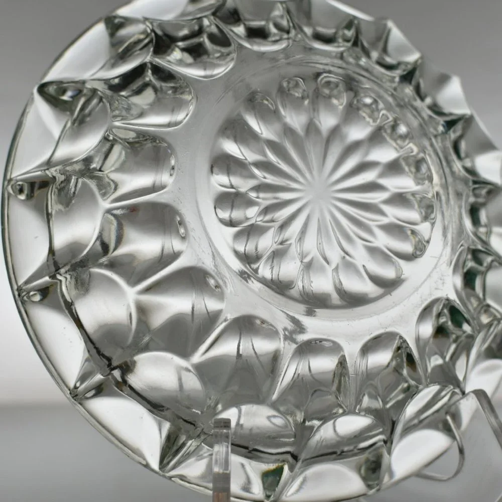 RETRO Glass Ashtray | Vintage 1970s Pressed Glass Heavy Ashtray | Unique Barware - Picture 6 of 7